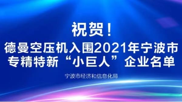祝賀！德曼登榜2021年寧波專精特新“小巨人”企業(yè)